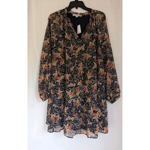 Loft  Ann Taylor Boho Dress Womens S Peasant Sheer Floral Multicolor Lined